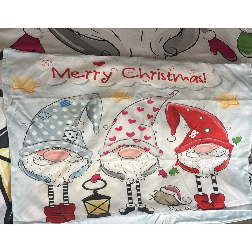 Gnome Queen Duvet Cover +2‎ pillow covers Gnome Pattern holiday bed set
